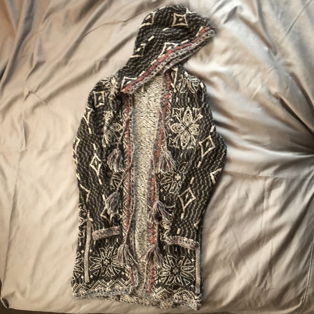 FREE PEOPLE Kai Tassel Hooded Cardigan Duster - EUC - Medium - Picture 6 of 11